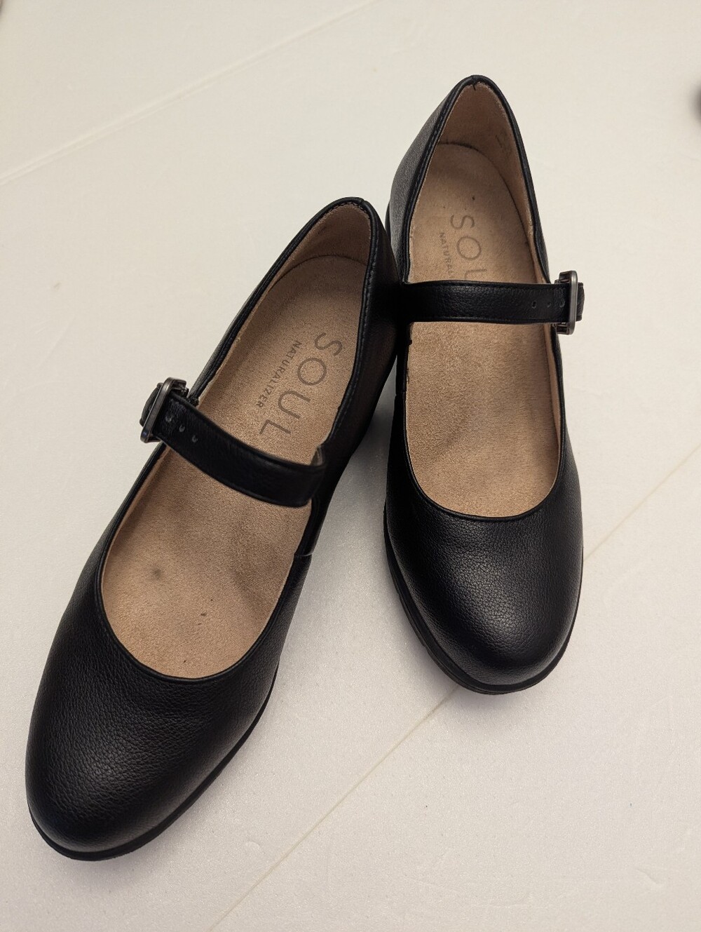 SOUL Naturalizer Black Mary Jane Wedges with Adjustable Strap